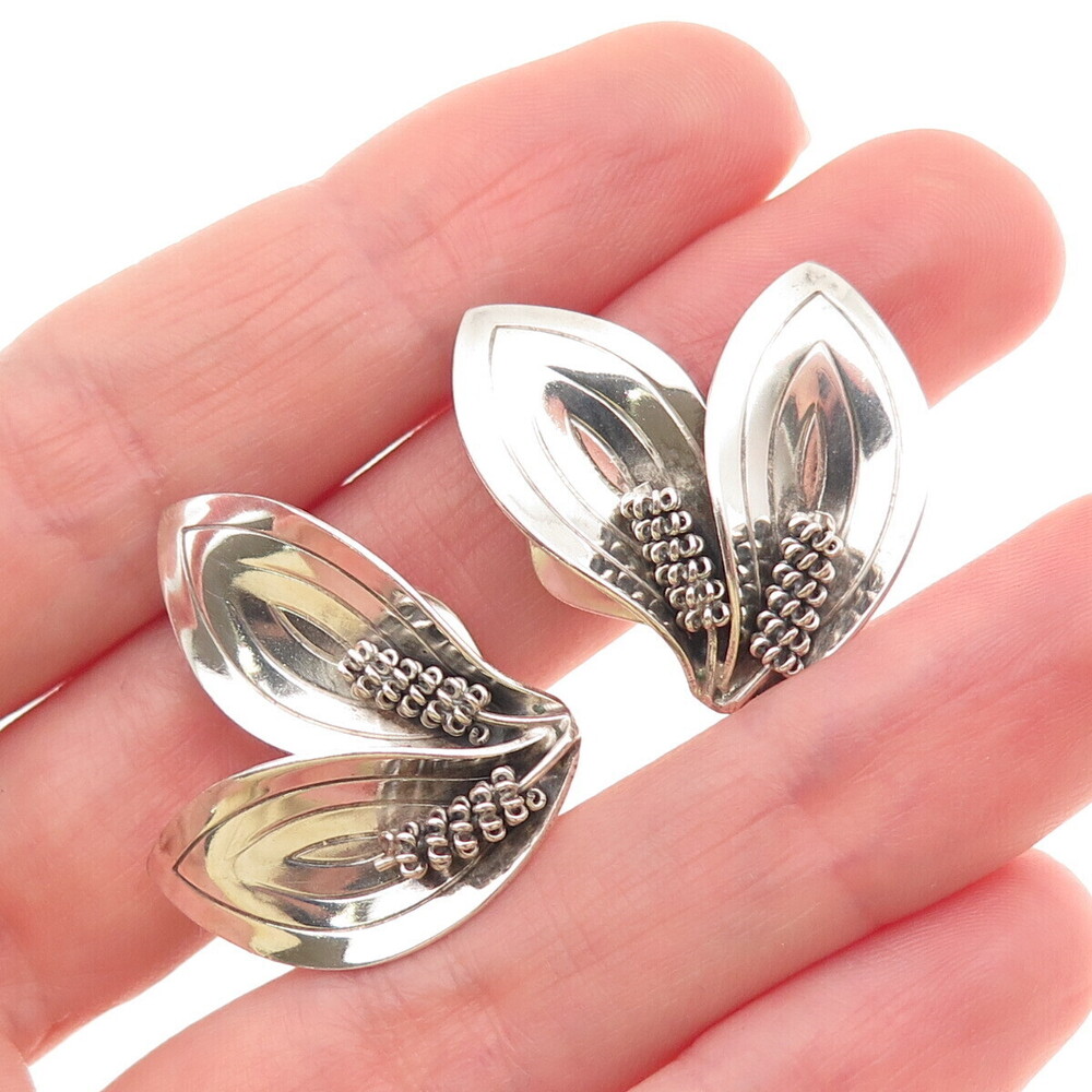 Aerre & Krogs Eftf Sterling Silver Vintage Denmark Calla Lily Clip On Earrings